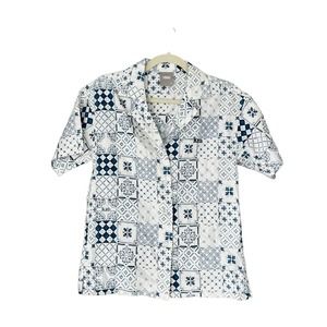 Kith Blue and White Patterned Top